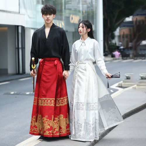 Original Summer Maodian Skirt Men's Hanfu New Chinese Style Maodian Skirt Set Daily Commute Ming Style Hanfu Women Couple