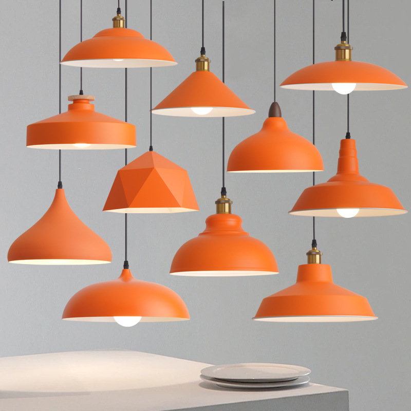 Industrial-style minimalist orange creative personalized artistic dining restaurant shop commercial orange single pendant chandelier