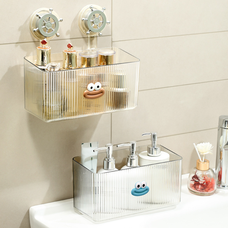 家庭用吸盤棚トイレ浴室洗面タオル収納ケース穴なし収納棚洗面台壁掛け|undefined