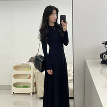 黑色气质连衣裙子女早秋季2025新款法式高级感小个子修身显瘦长裙