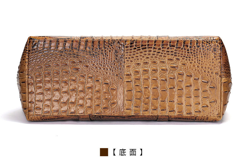 Túi du lịch nam da bò lớp đầu họa tiết cá sấu, túi hành lý cầm tay cao cấp dung tích 20–35L — Màu nâu chi tiết 25