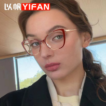 时尚新款猫眼眼镜个性ins网红平光镜跨境外贸欧美ins防蓝光眼镜