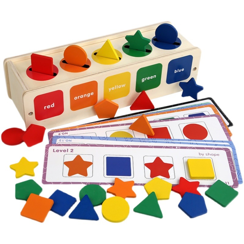 Ayudas didácticas Montessori bebé caja de clasificación de forma geométrica cognitiva a juego reconocimiento de color Área de rompecabezas clase pequeña juguetes de educación temprana