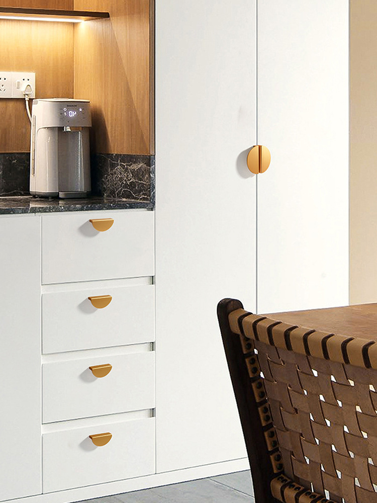 批發對開半圓形衣櫃門抽屜把手五金配件鋁合金多色明裝小拉手浴櫃