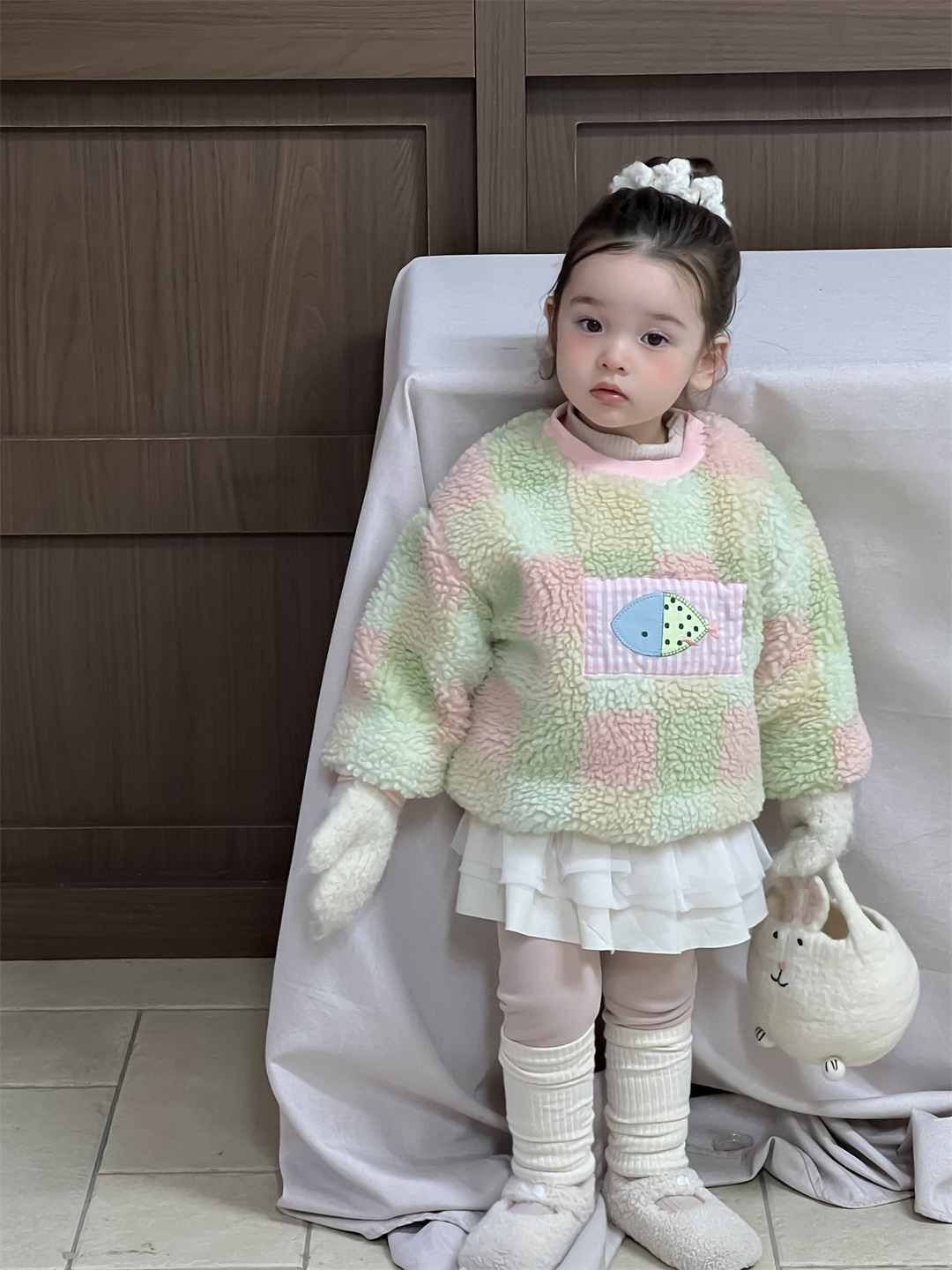 Trajes de invierno para bebés, ropa de invierno para bebés, ropa de niños coreana, suéter de pelusa, leggings