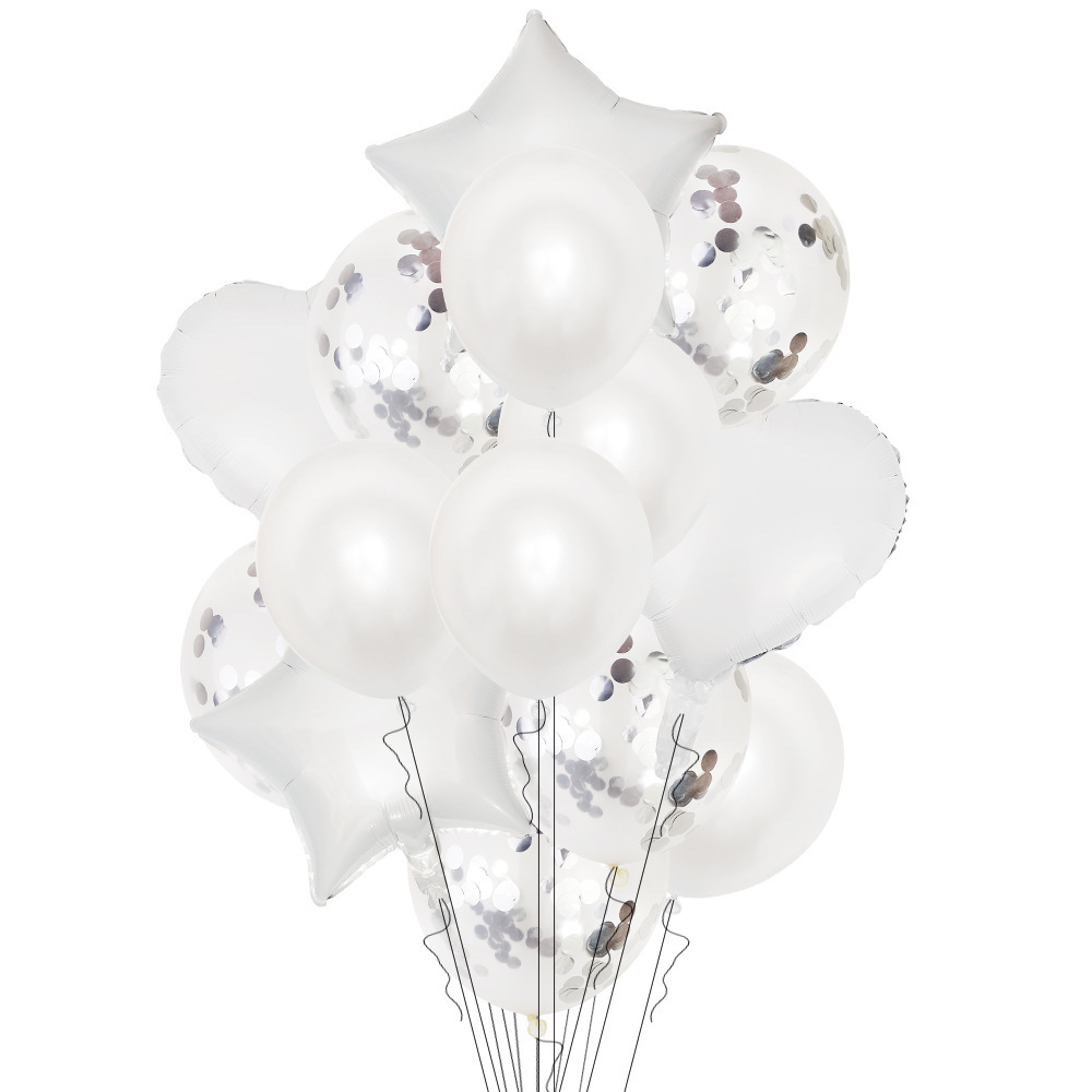 18 pulgadas 14PC película de aluminio lentejuelas Pearl Rose Gold Balloon Set Fiesta de cumpleaños de los niños Decoración ambiente arreglo globo