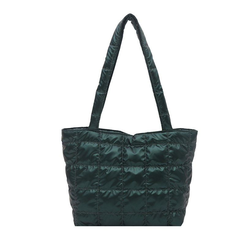 2025 otoño y invierno bolsas de algodón espacial de gran capacidad bolsas de hombro bolsas de pluma coreanas simples bolsas casuales para mujeres