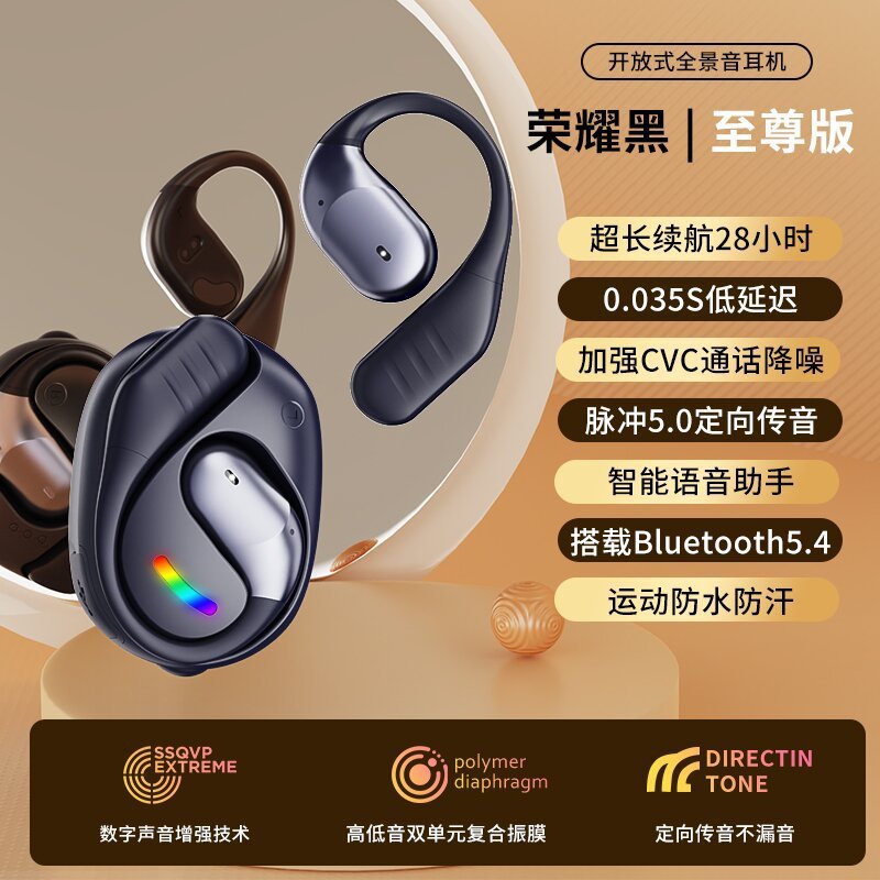 クロスボーダー新モデル KLV-62 オーバーイヤー型リアルタイム AI 翻訳 Bluetooth ヘッドセット OWS オープンタイプ、非インイヤー型、超長バッテリー寿命|undefined