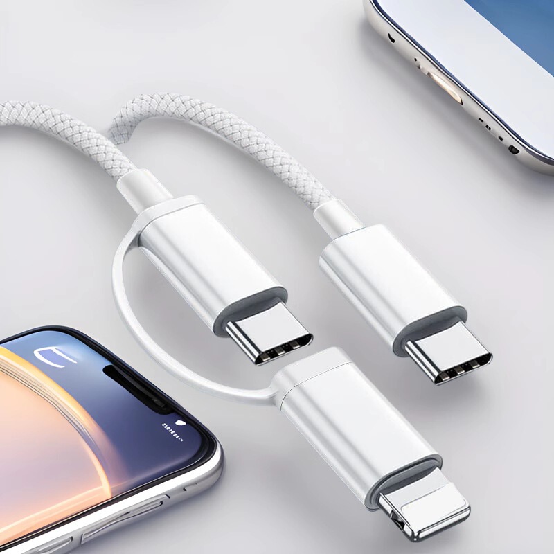 60W One-To-Two Braided Charging Mobile Phone Data Cable Suitable for Apple I16/15 Huawei Dual C Two-In-One Pd Fast Charging 60W One-To-Two Braided Charging Mobile Phone Data Cable Suitable for Apple I16/15 Huawei Dual C Two-In-One Pd Fast Charging