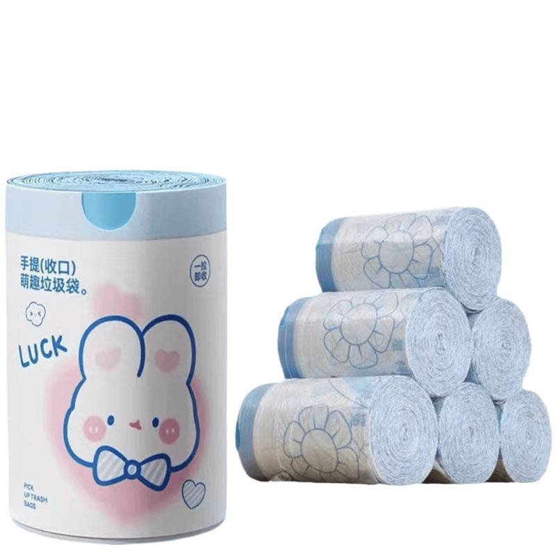 蓝心兔抽绳式可爱卡通高颜值家用厨房手提式加厚垃圾袋印花支|undefined