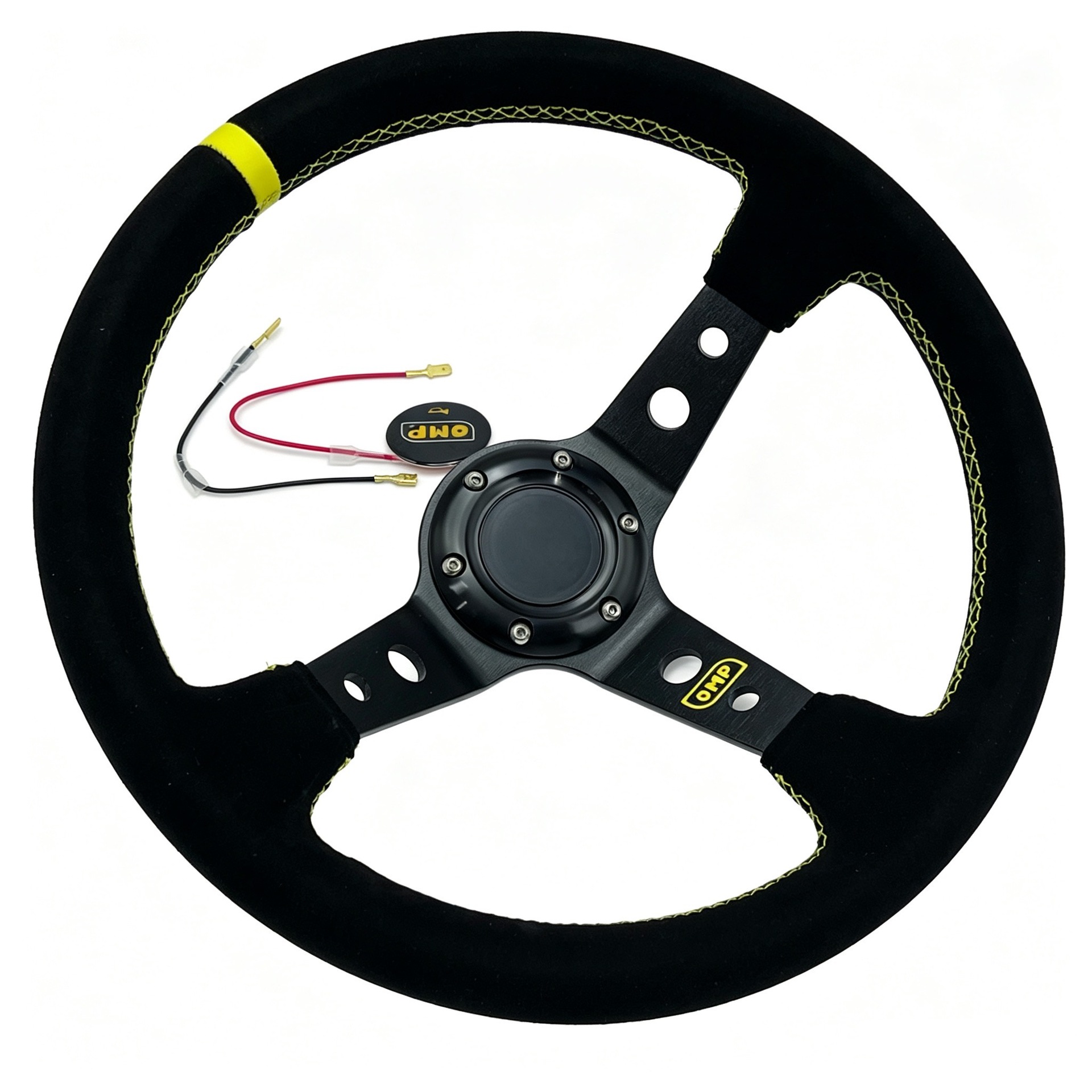 In-Stock Wholesale Omp Black Suede Deep Concave Classic Racing Steering Wheel Car Steering Wheel