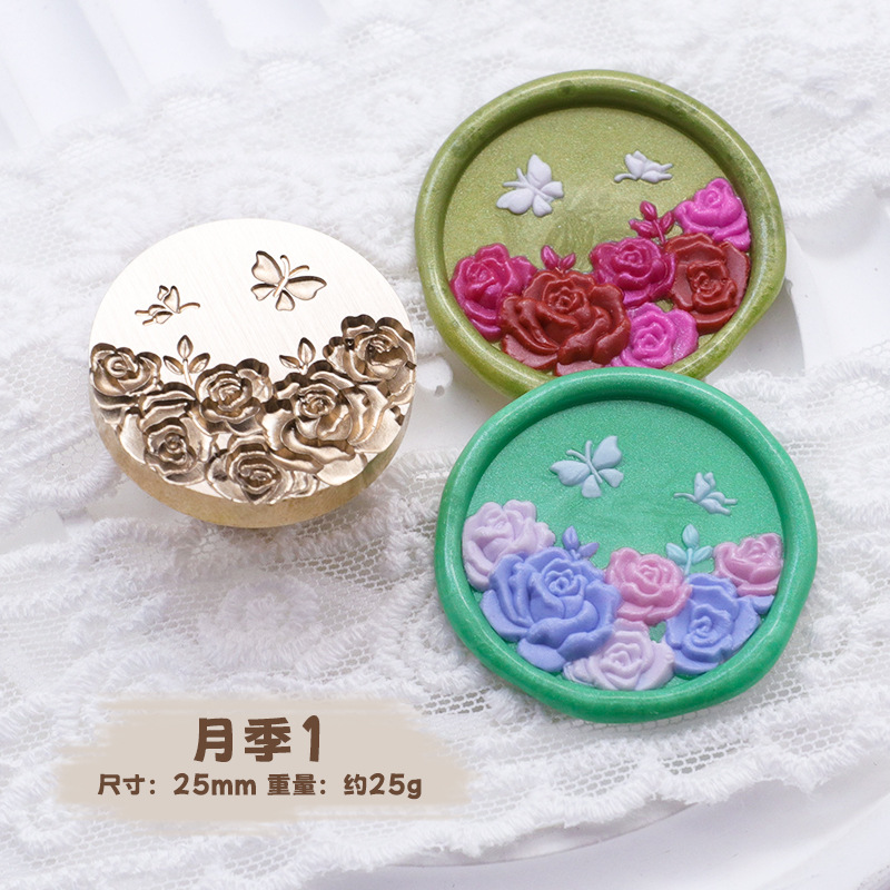 Sello de pintura de fuego serie de plantas tulipán rosa artística fuego pintura sello creativo cera regalo