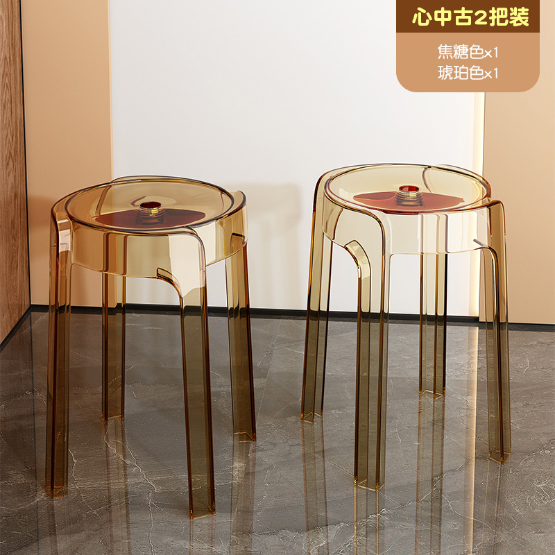 Taburetes transparentes de plástico para el hogar, sillas de comedor gruesas, bancos apilados, molinos de viento, taburetes redondos, sillas acrílicas