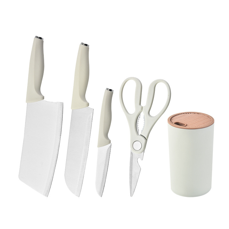 Juego de cuchillos de cocina para el hogar, cuchillo de chef de acero inoxidable, cuchillo de cocina, tijeras, juego de regalo, juego de cinco piezas, caja de color