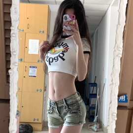 辣妹柳丁夏季新款低腰牛仔超短裤女修身显瘦包美式臀阔裤子热裤潮