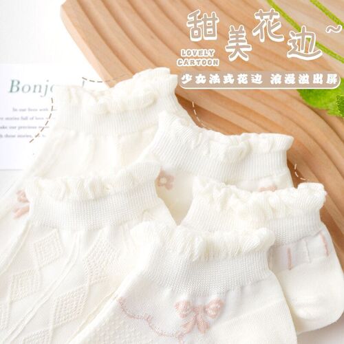 Socks for women, spring and autumn thin shallow-mouthed boat socks for women, cute Japanese low-cut ins, college style, short tube for women