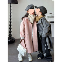 女童大衣2025新款秋冬男女童洋气时尚中长款风衣小孩毛呢大衣儿童