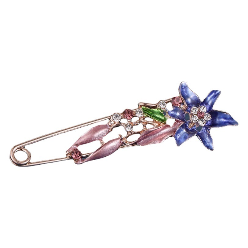 Broche grande chal broche de flores tulipán femenino broche de pin grande pasador ajustado a la cintura hebilla de bufanda de seda anti-exposición