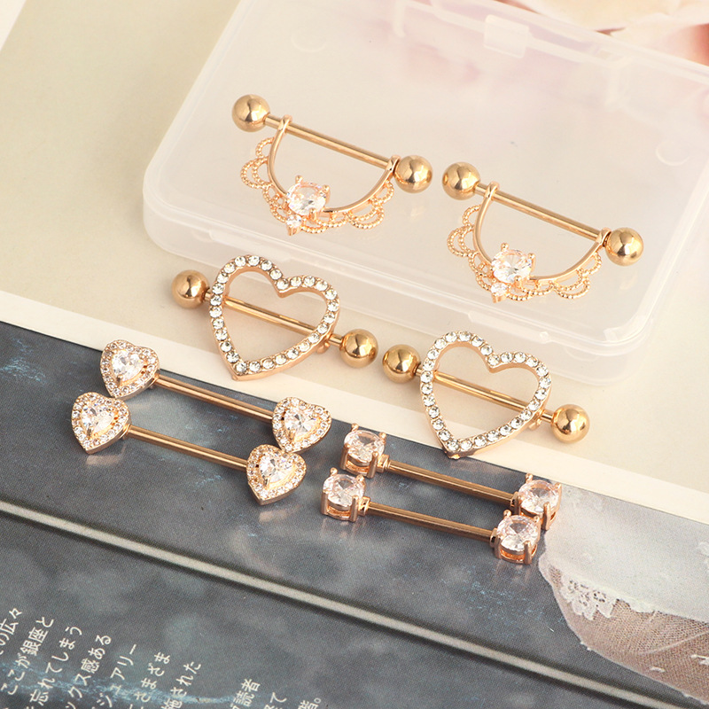 1 Set Quantity Holiday, Daily Occasion 304 Stainless Steel Material 1 Set Nipple Rings & Studs Simple Style Classic Style Solid Color 304 Stainless Steel Plating Nipple Rings & Studs