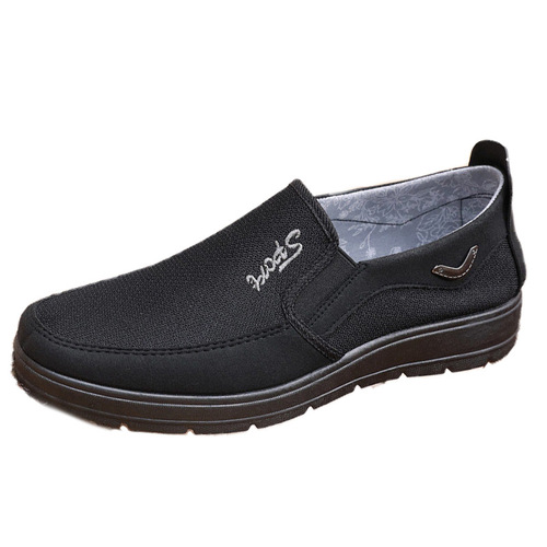  Spring New Old Beijing Cloth Shoes for Men, Middle-Aged and Elderly, Walking Shoes with Soft Soles, Slip-On Casual Shoes for Men, Large Size
