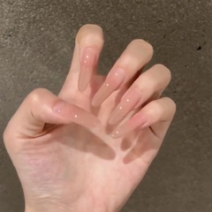 純手工穿戴甲長款貼片式美甲小眾新款高級感純色裸色顯白氣質指甲