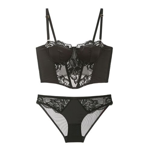 Sexy lace long fishbone bra for big breasts and small women's bra pure push-up thin bra underwear set