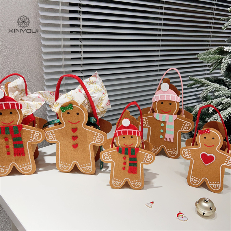 クロスボーダークリスマスフェルトジンジャーブレッドマンギフトバッグクリスマスイブアップル包装箱ギフトギフトトートバッグ|undefined