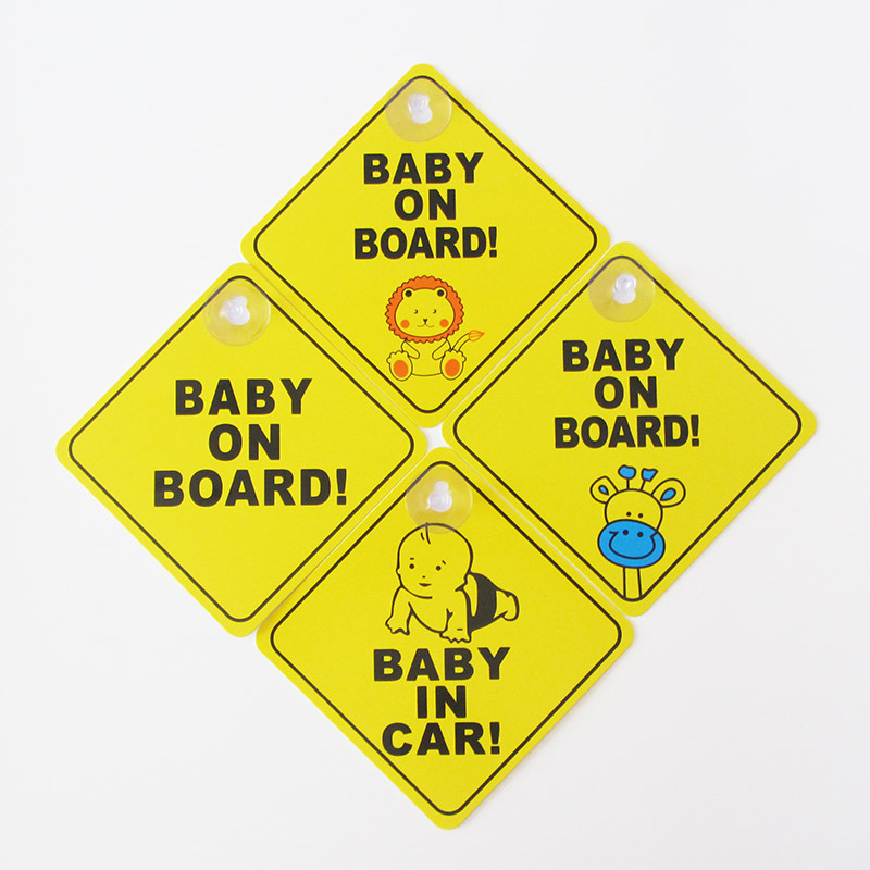 Factory Direct Sales Baby on Board Decorative Stickers Silicone Suction Cups with Children in the Car Warning Car Stickers