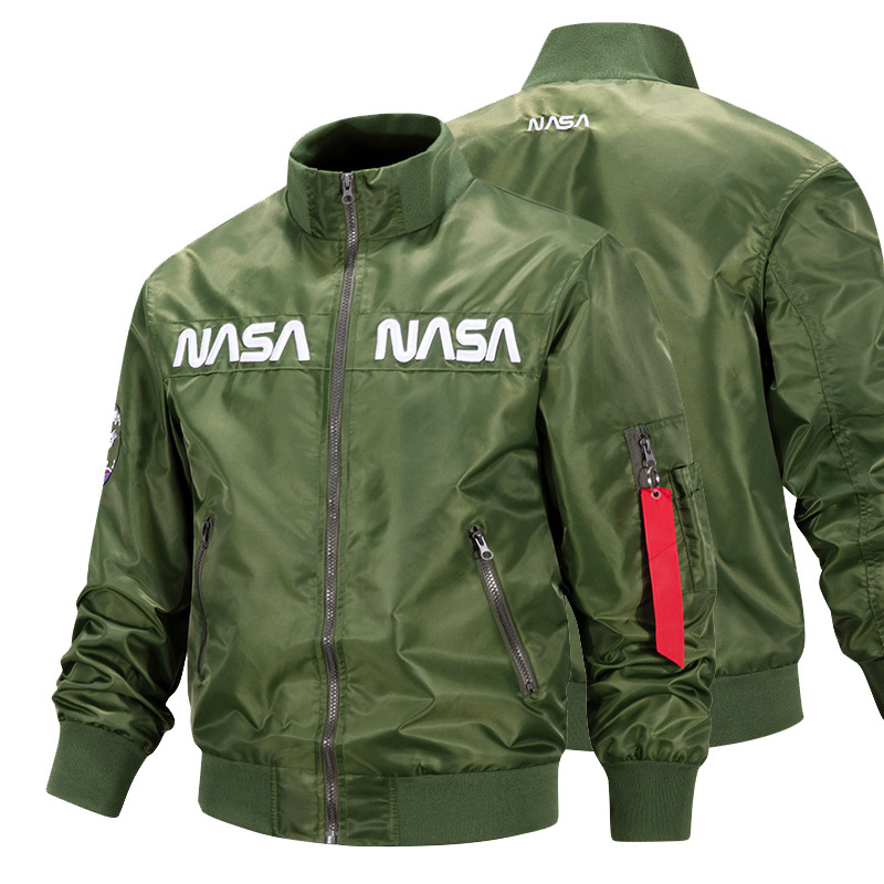 Chaqueta de béisbol transfronteriza de primavera y otoño, fina, moderna, con insignia bordada, estilo piloto de la NASA, para hombre, abrigo de trabajo de comercio exterior image 1