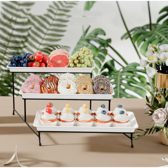 Cross-border snack rack, three-layer fruit tray, hotel dessert table, self-service display stand, multi-layer dessert plate