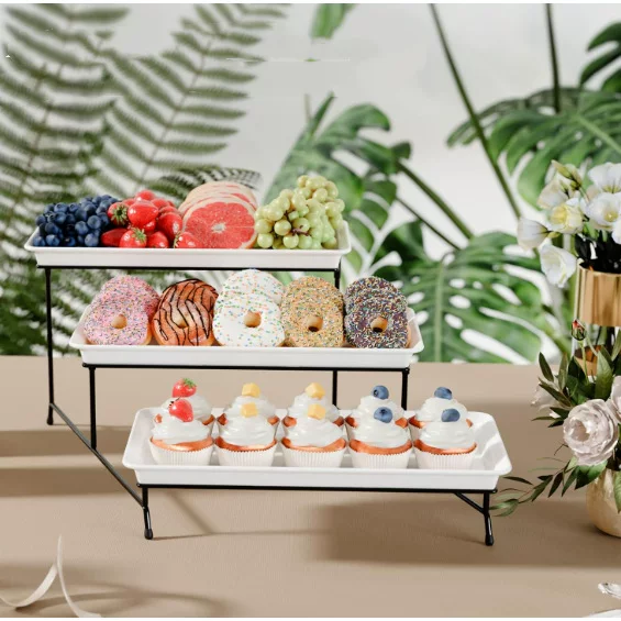 Cross-border snack rack, three-layer fruit tray, hotel dessert table, self-service display stand, multi-layer dessert plate