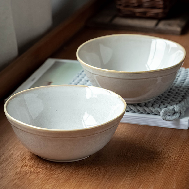 Tacos de ensalada de cerámica japonesa retro tazón de fideos tazón de desayuno casero tazón de polvo de polvo de yogur tazón de avena al por mayor