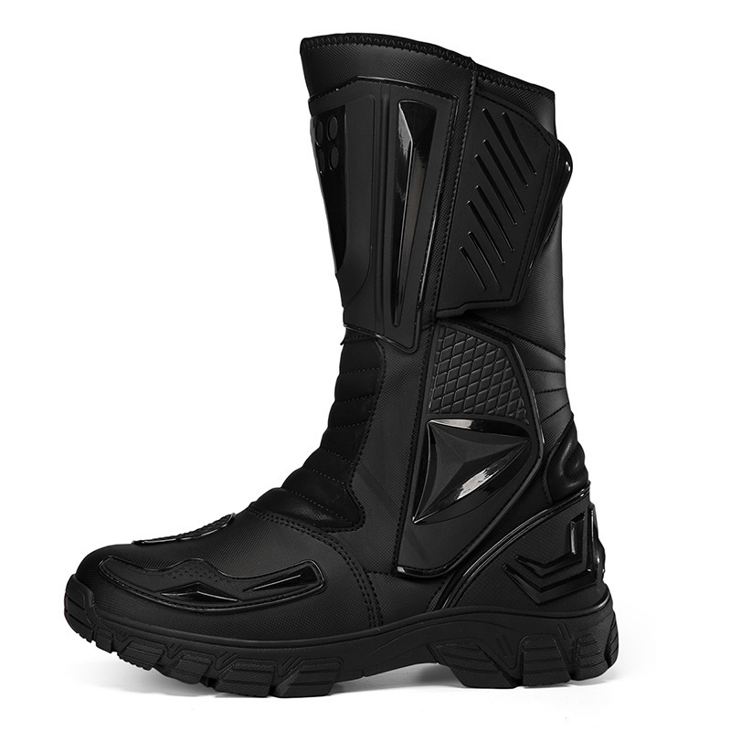 Cross-Border Supply New High-Top Men's Motorcycle Riding Shoes Anti-Skid and Anti-Fall Motorcycle Boots Off-Road Track Racing Shoes