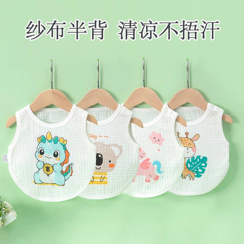 Cotton gauze children's summer thin T-shirt