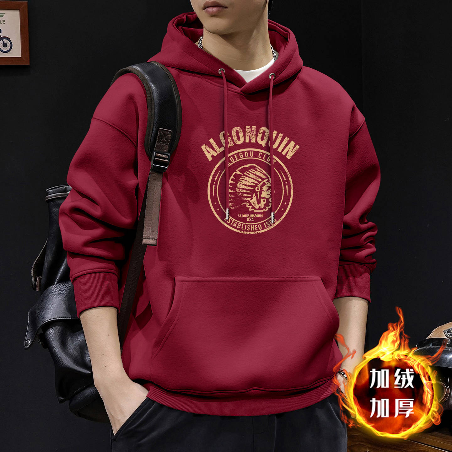 Chaqueta encapuchada masculina primavera y otoño marca de moda americana chaqueta de peso retrogrado chaqueta de pareja casual suelta camisa con sombrero de manga larga