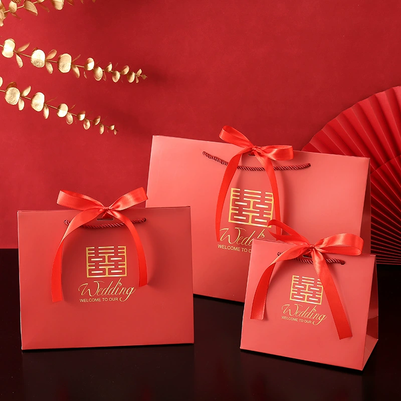 Красный свадебный подарочный пакет, свадебный мешок для упаковки конфет на помолвку, сумка для конфет на день рождения, свадебный мешок, подарочный пакет для подружки невесты