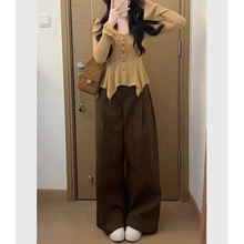 秋日巨好看的两件套黄色不规则长袖毛衣精致贵气时髦洋气女装套装