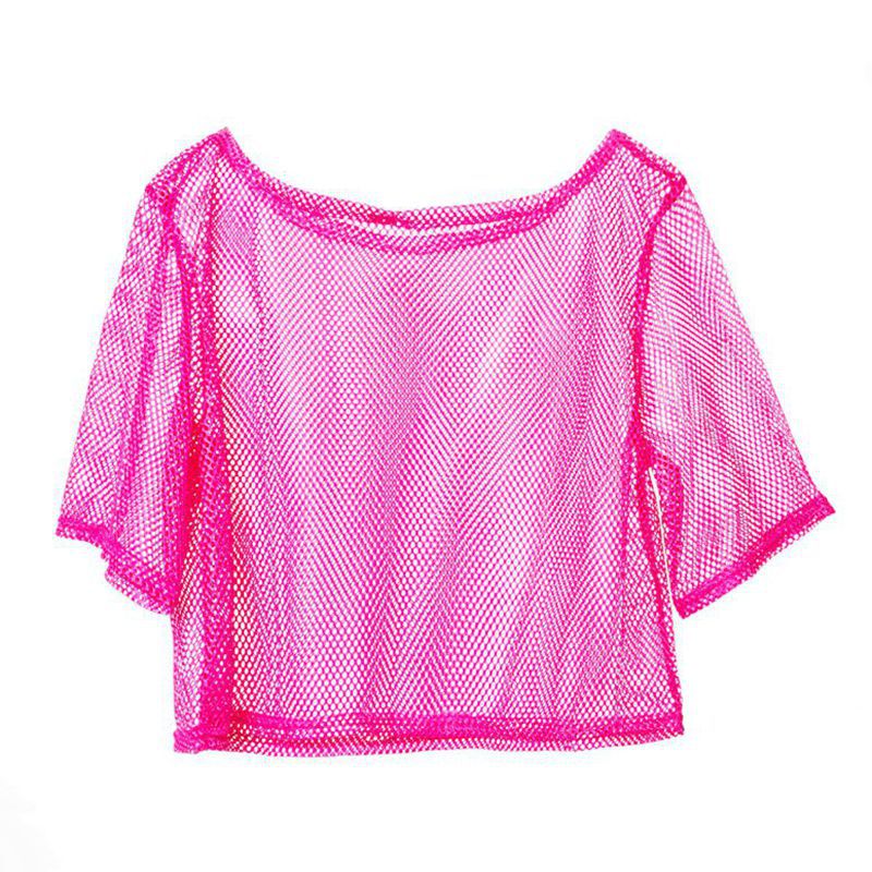 Cross-border Hot Sale Large in stock 80 s Ladies Holiday Party Ball Fishing Net Eye T-Shirt fishnet shirt Cross-border Hot Sale Large in stock 80 s Ladies Holiday Party Ball Fishing Net Eye T-Shirt fishnet shirt