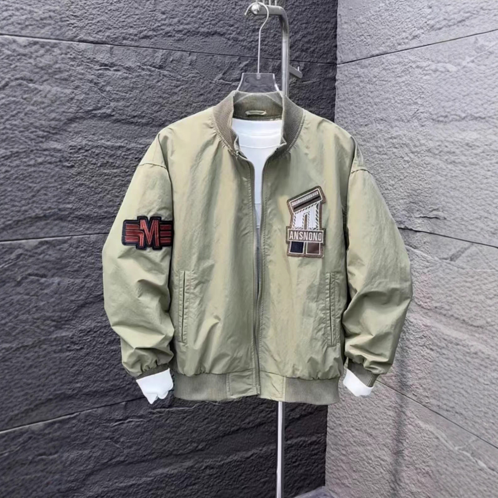 Besticktes Baseballtrikot, trendige Arbeitskleidung für Herren, vielseitige Fliegerjacke_voghion.com