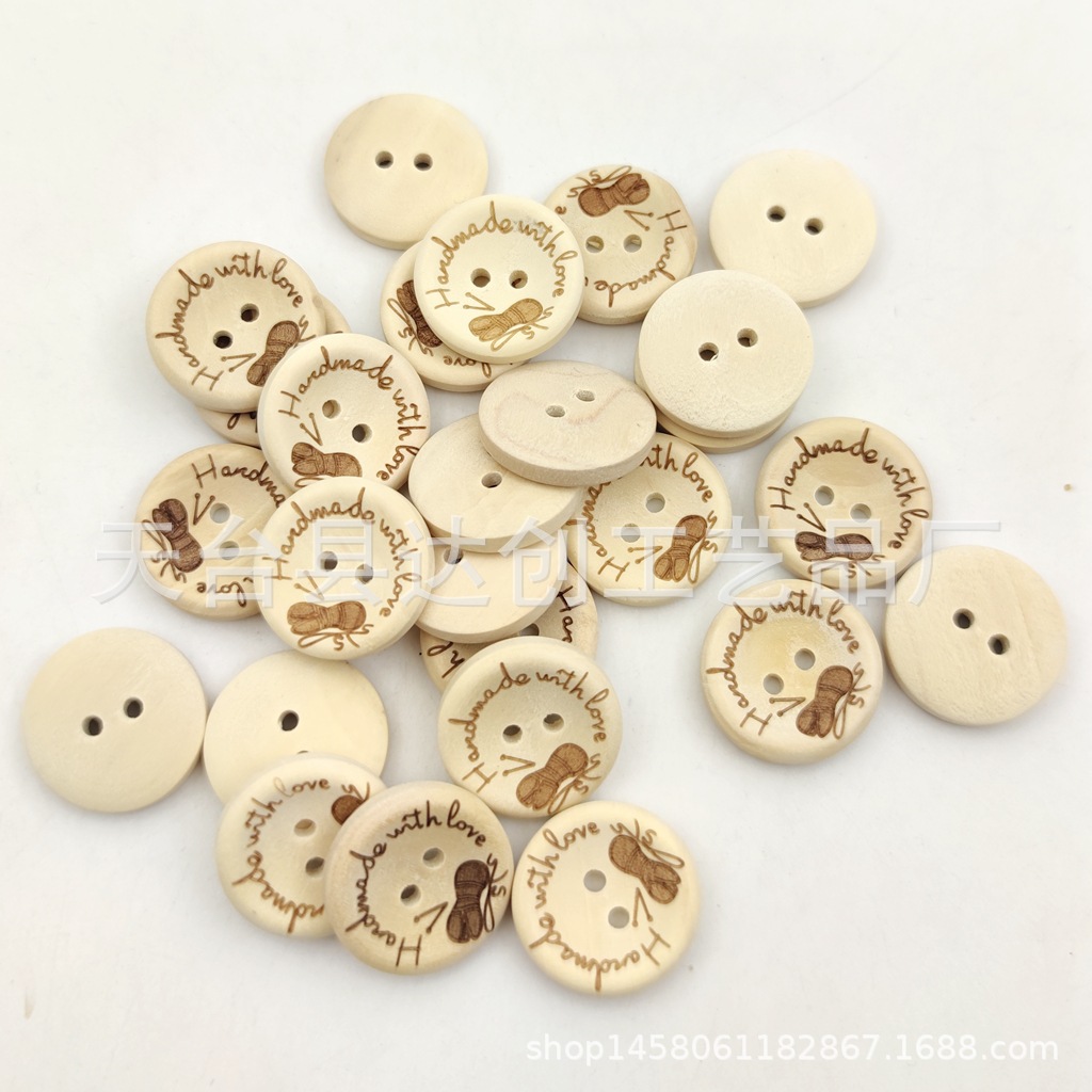 Botones de madera de bricolaje lindos ins love bee withlove accesorios de costura hechos a mano hebilla de madera
