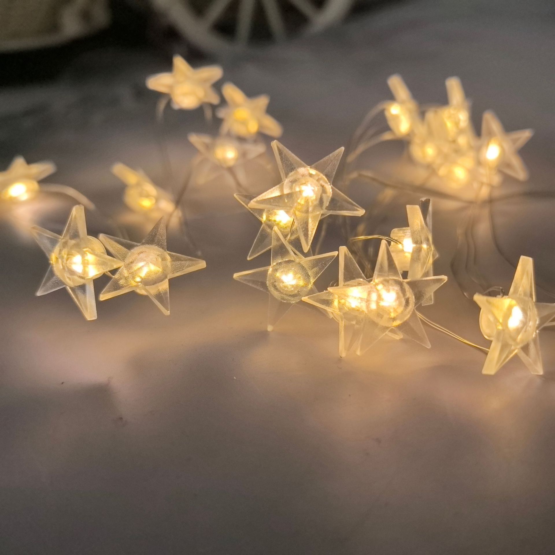 Lámpara de decoración de Navidad LED transfronteriza cadena de luces Santa Sombrero negro Lámpara de copo de nieve Lámpara de decoración de cabeza de ciervo con luces