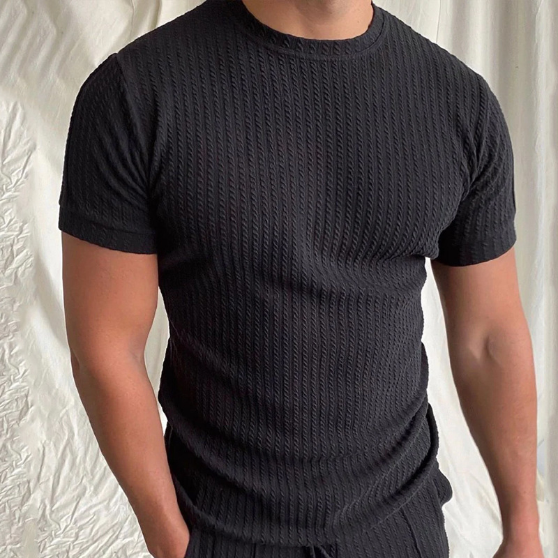 Round Neck Neckline Men's Solid Color Pants Sets Men's Clothing