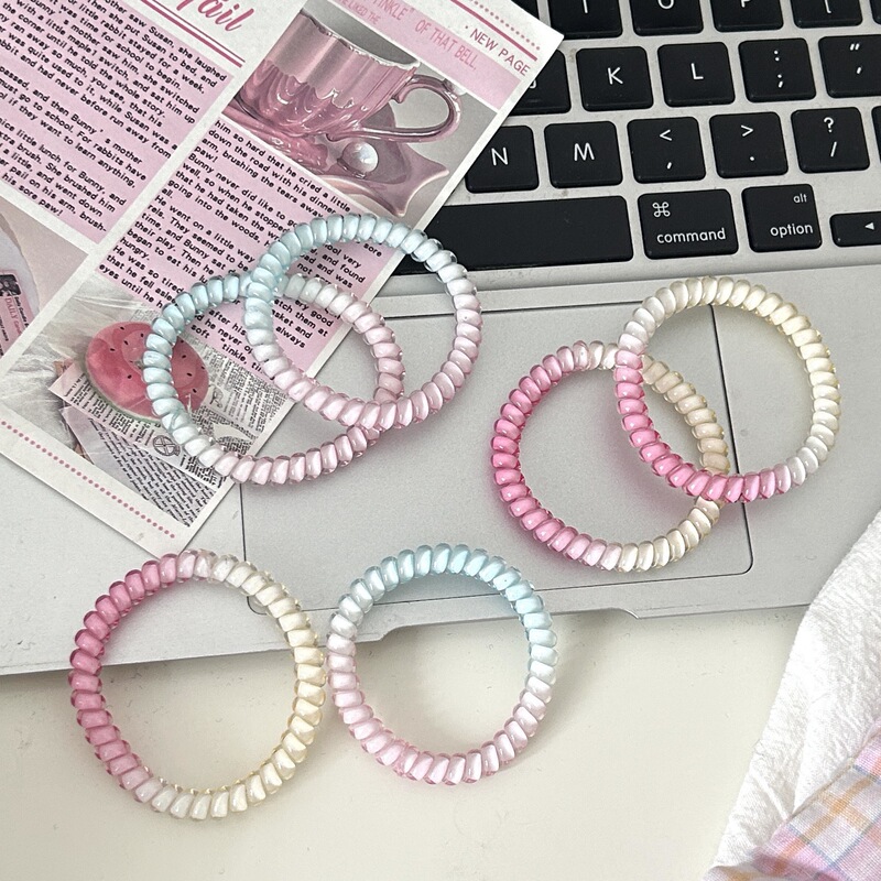 Two-color Thin Phone Ring Simple Ins Clear Girl Pink Telephone Line Rubber Tendon Traceless Hair Pony Tail Hair Accessories Two-color Thin Phone Ring Simple Ins Clear Girl Pink Telephone Line Rubber Tendon Traceless Hair Pony Tail Hair Accessories
