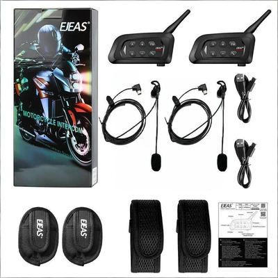 Intercom Referee Intercom Set — Motorcycle Helmet Headset - ejeas-v4cplus-typec-neutral-left-ear-ejeas-arm-bag-double-bag