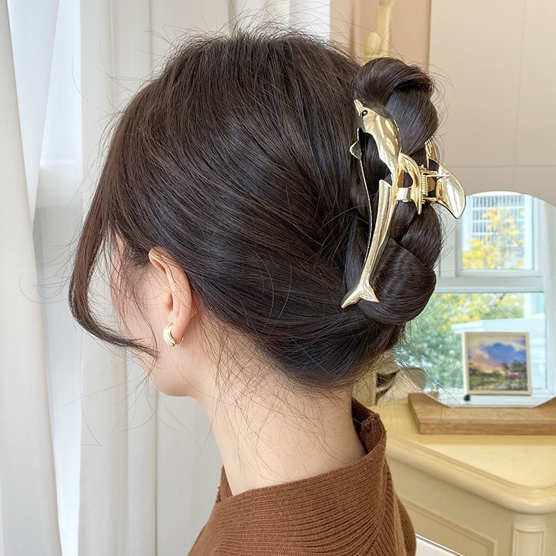 45g Weight Hair Claws Hair Accessories Type 1 Piece Quantity Daily Occasion Zinc alloy Material Dolphin Pattern All Seasons Season Women's Gender Plating, Hollow Out Design Cute Style Cute Women's Dolphin Zinc Alloy Plating Hollow Out Hair Claws 无