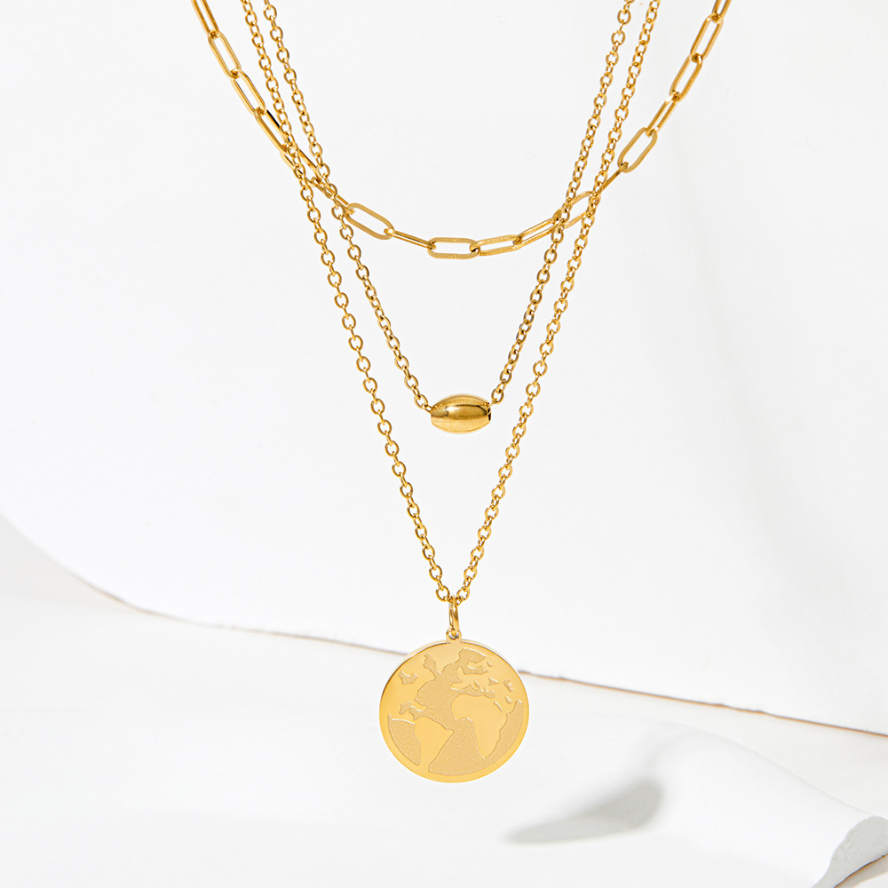 Fashion Round Stainless Steel Plating Layered Necklaces Colorza_colorza_4