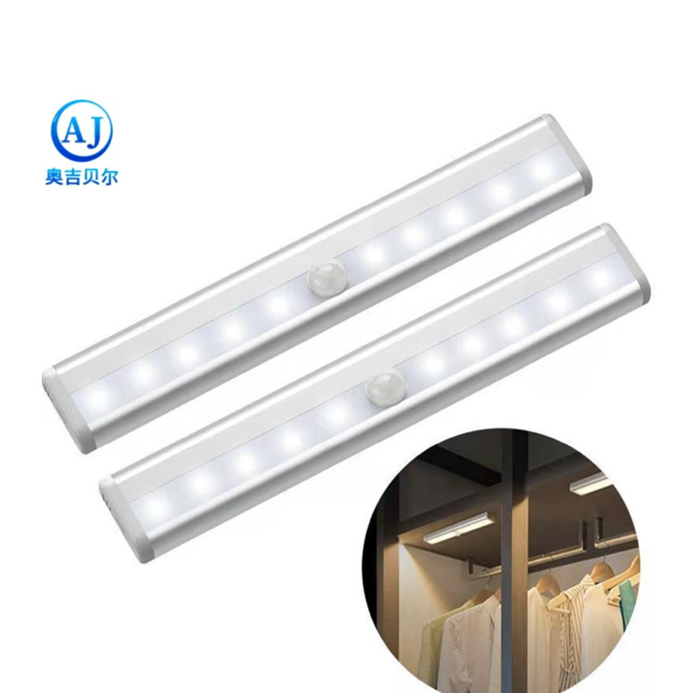 Closet Light Motion Sensor Cabinet Light 10Led Battery Powered Light Kitchen Counter Light Lamp Night Light Smart