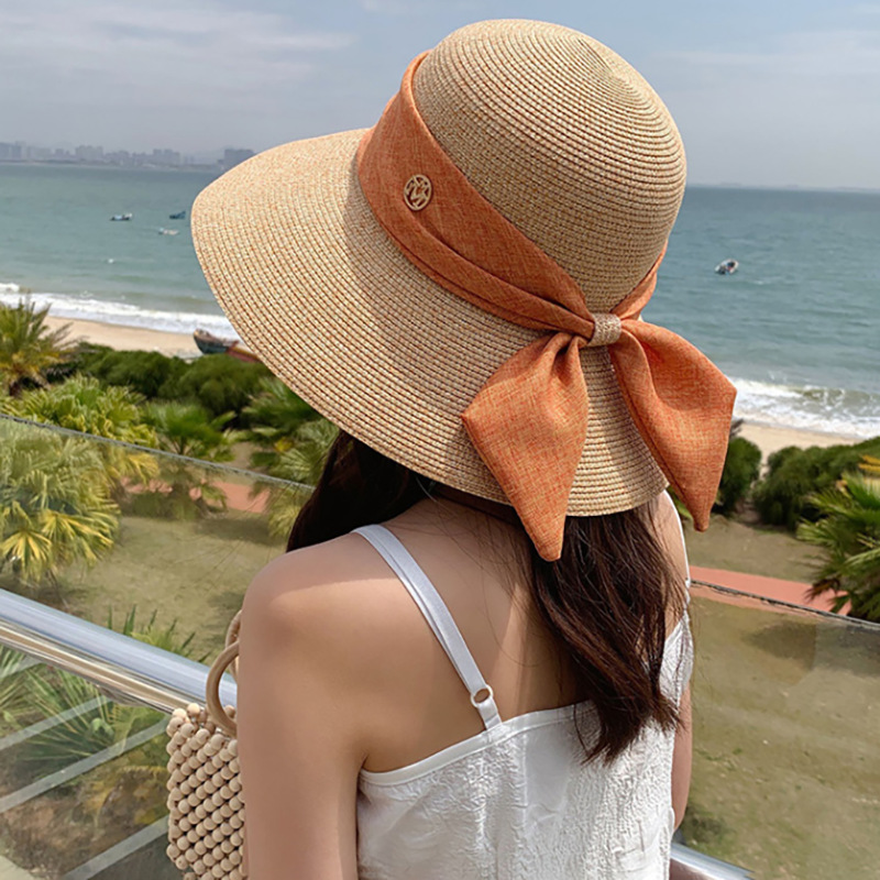 767g Weight Straw Hat Hats Type Holiday, Daily, Beach Occasion Papyrus Material Letter Pattern Summer Season Women's Gender Elegant, Vacation, Simple Style Style Big Eaves Rim Women's Elegant Vacation Simple Style Letter Big Eaves Straw Hat 6
