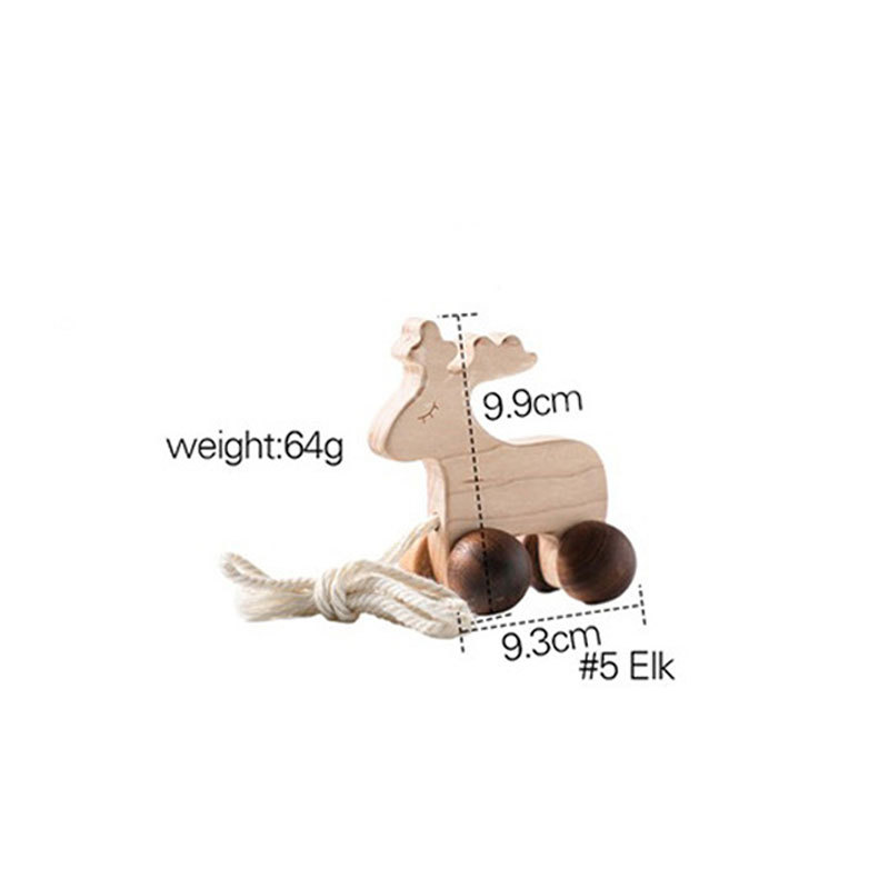 Wooden children's educational early education toys log inertia Beech animal car baby soothing toddler push and pull toys