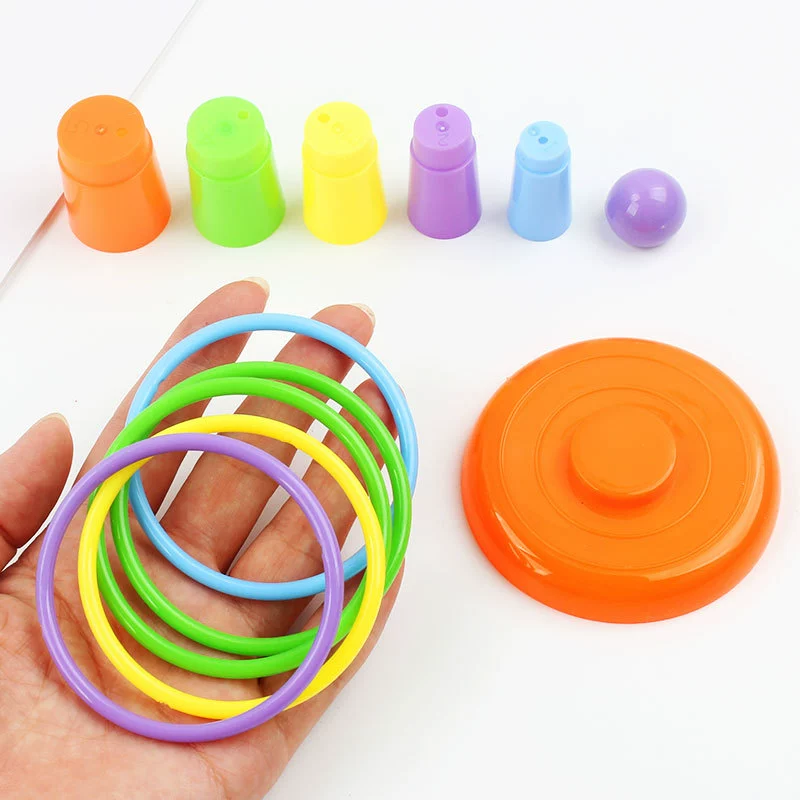 Stacking Ring Toy, красочная семейная сборка из 5 колец, 16 см, развивающая игра антистресс для малыша и родителей
